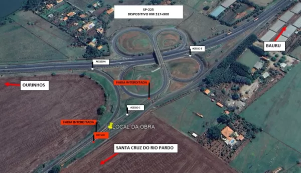 Alça de acesso a Santa Cruz do Rio Pardo, da Orlando Quagliato, é interditada a partir desta quarta-feira, 17