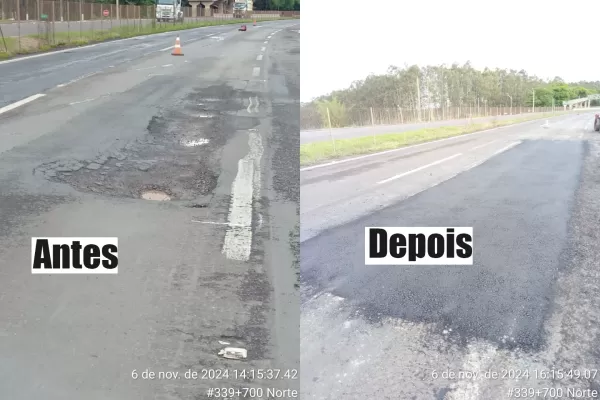 Após reclamação, concessionária fecha cratera na BR-153 em Ourinhos 