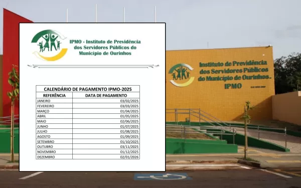 IPMO divulga calendário de pagamentos para 2025 com datas no primeiro dia útil do mês