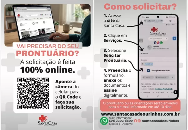 Santa Casa de Ourinhos facilita acesso dos pacientes com solicitação online de prontuários a partir de 1º de agosto