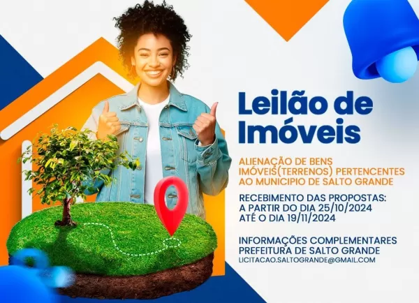 Prefeitura de Salto Grande anuncia Leilão de Imóveis