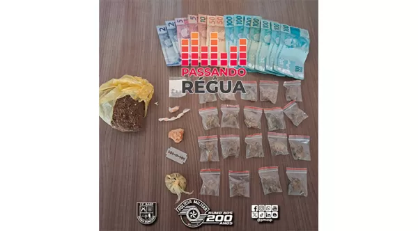 Canil do 13º BAEP auxilia e PM prende homem por tráfico em Santa Cruz do Rio Pardo