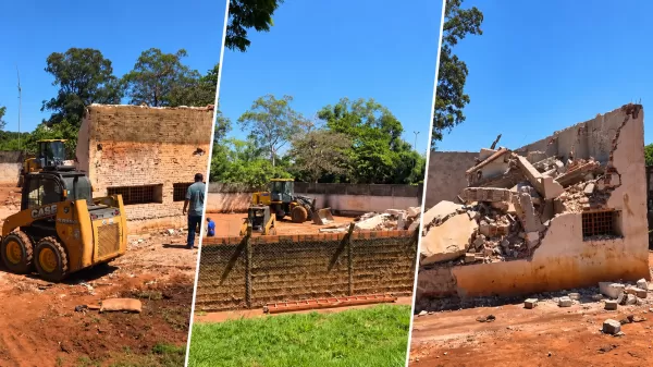 Prefeitura de Ourinhos realiza limpeza e demolição de estrutura abandonada no CSU após reclamações sobre insegurança
