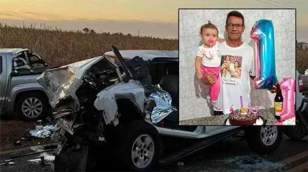Avô e neta de 1 ano morrem em acidente em estrada vicinal na região; mãe da criança sobreviveu