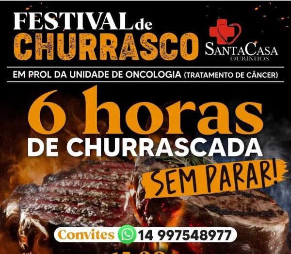 Com 6 horas servindo à vontade, Festival de Churrasco da Santa Casa acontece neste domingo, 15, e renda vai para a Oncologia de Ourinhos