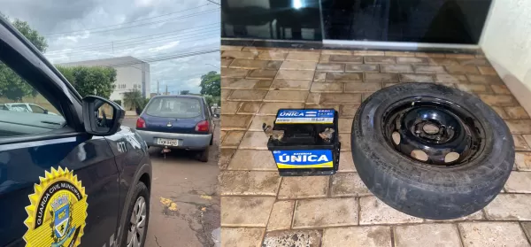 Guarda Civil Municipal de Ourinhos recupera bateria e estepe de veículo furtado e identifica suspeitos