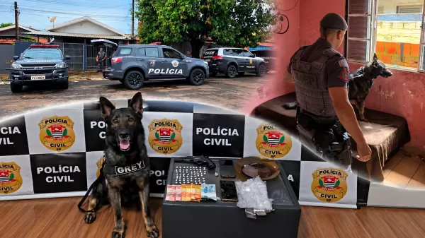 K-9 do BAEP encontra drogas escondidas em travesseiro durante operação com a DISE no Itamaraty em Ourinhos