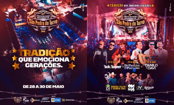 São Pedro do Turvo se prepara para a 37ª Festa do Peão Boiadeiro com grandes shows e entrada gratuita