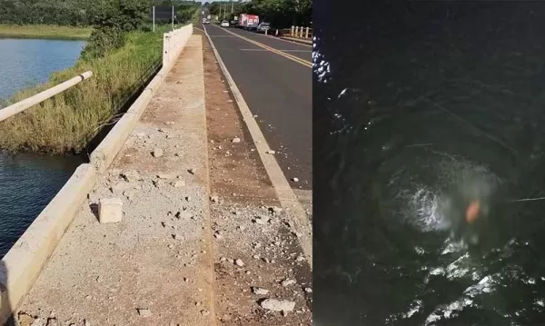 Motorista morre após caminhonete cair de ponte sobre o Rio Paranapanema na Raposo Tavares