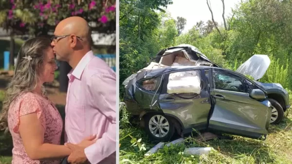 Casal do interior de SP morre em acidente envolvendo carro e dois caminhões na PR-151