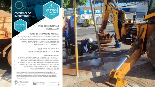 Mais uma manutenção é programada e pode afetar abastecimento de água em diversos bairros de Ourinhos na próxima segunda-feira, 8