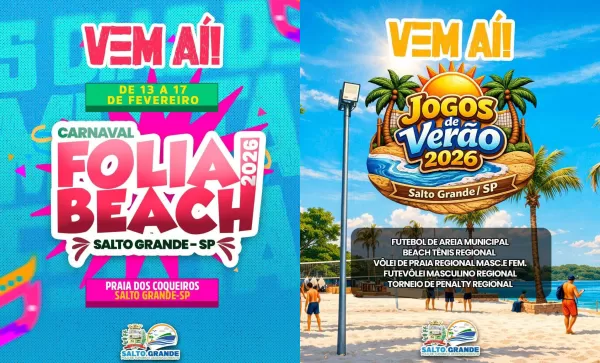 Salto Grande anuncia grandes eventos para 2026 e destaca o 4º Folia Beach, maior carnaval pé na areia da região