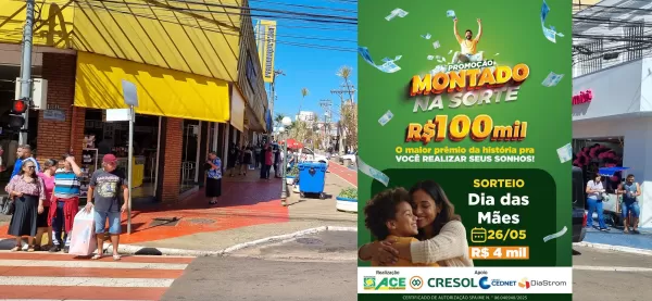 Primeiro sorteio da campanha “Montado na Sorte” da ACE de Ourinhos será na próxima segunda-feira, 26