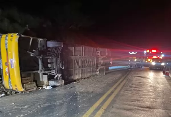 Cinco pessoas morrem em tombamento de ônibus na BR-251