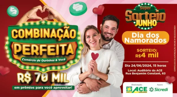 ACE realizará 2º Sorteio da Promoção “Combinação Perfeita: Comércio de Ourinhos & Você” na próxima segunda-feira, 24