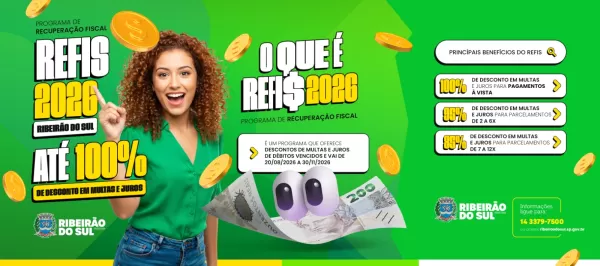 REFIS 2026: Prefeitura de Ribeirão do Sul oferece descontos para regularização de débitos
