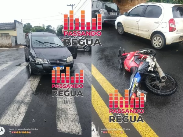 Motociclista fica ferido em grave acidente entre carro e moto na Vila Odilon, em Ourinhos