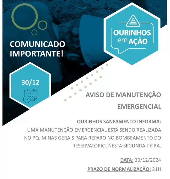 Ourinhos Saneamento realiza manutenção emergencial no Parque Minas Gerais nesta segunda-feira, 30