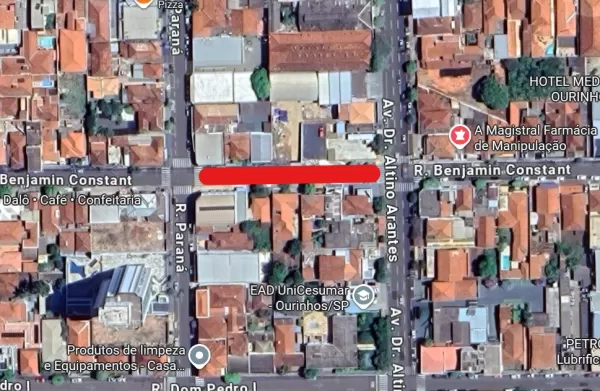 Rua Benjamim Constant será interditada nesta quinta-feira para obra de esgoto no Centro de Ourinhos