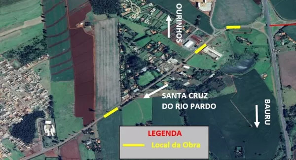 Obras interditam vicinal Plácido Lorenzeti, em Santa Cruz do Rio Pardo