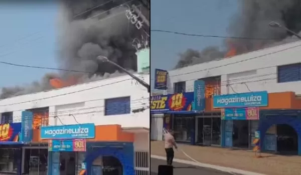 Incêndio de grandes proporções atinge lojas no centro de Taquarituba