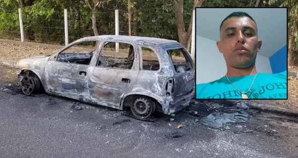 Homem é morto a tiros na região; autores fugiram em carro roubado e queimaram o veículo