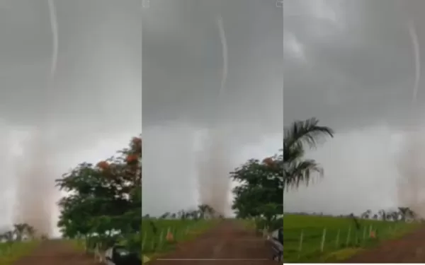 Moradores registram início da formação de suposto tornado entre Manduri, Águas de Santa Bárbara e Cerqueira César
