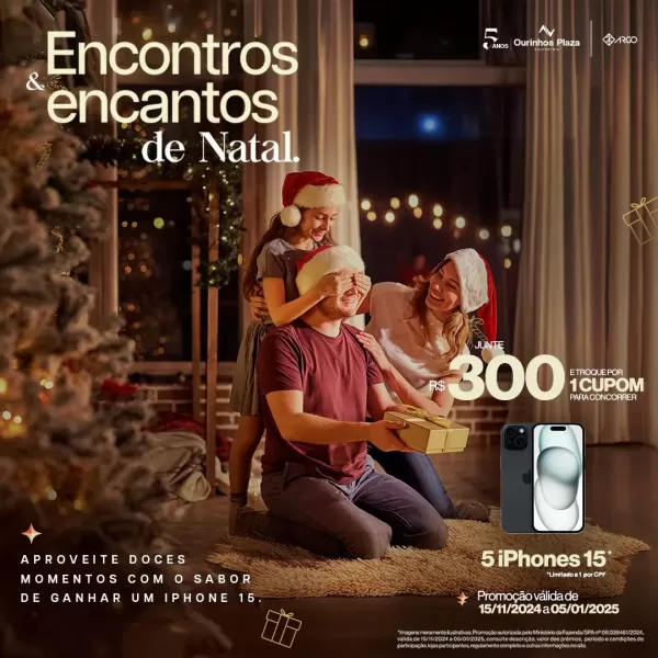 Ourinhos Plaza Shopping lança campanha de Natal com sorteio de iPhones 15
