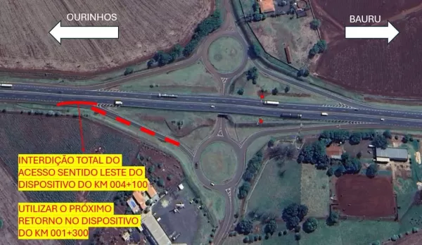 Obra na alça da Rodovia Orlando Quagliato fecha saída, nesta sexta-feira, 17, em Santa Cruz do Rio Pardo