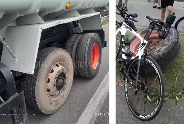Roda de caminhão se solta em rodovia e atinge ciclistas dentro de parque em São Paulo; um homem morreu e outro ficou ferido