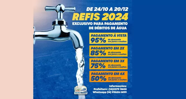 Salto Grande lança Refis 2024 para regularização de débitos com o DAE