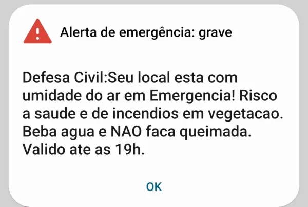 Defesa Civil emite alerta de baixa umidade em Ourinhos