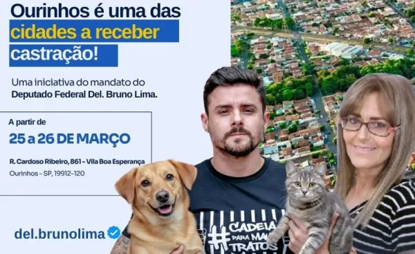 Ourinhos terá castração gratuita de cães e gatos por programa federal neste mês