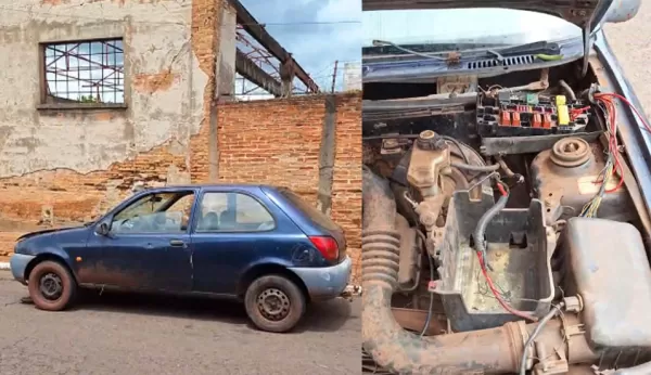 GCM localiza veículo furtado em Ourinhos; bateria foi levada pelos criminosos