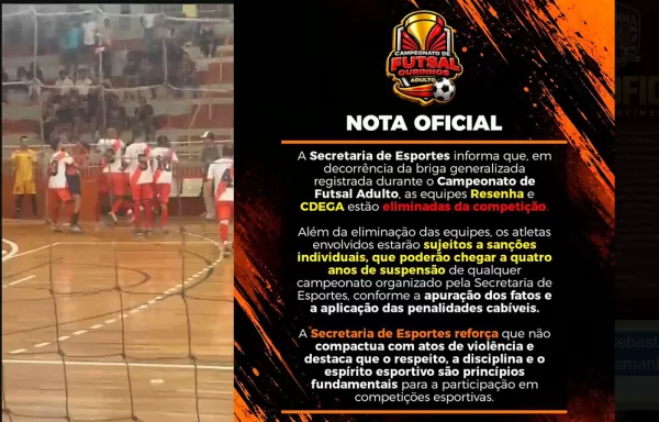 Briga generalizada durante jogo de futsal no Monstrinho termina com duas equipes eliminadas do campeonato em Ourinhos