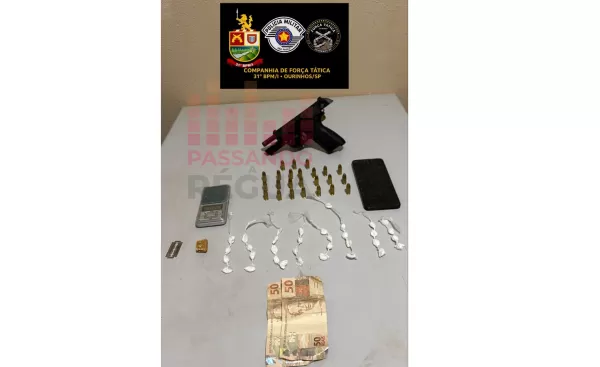 Força Tática prende procurado da Justiça e mulher por tráfico e porte ilegal de arma no Itamaraty em Ourinhos