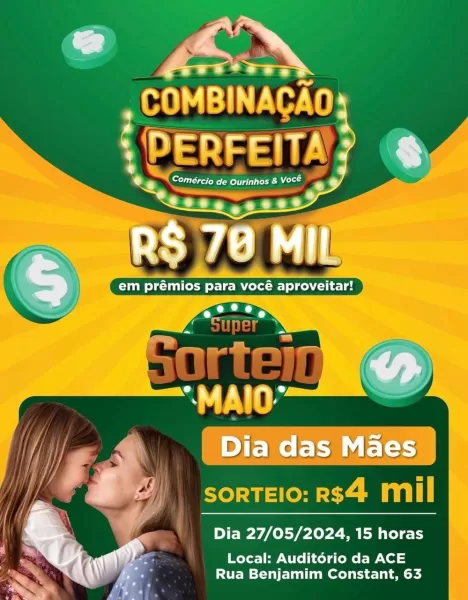 Promoção da ACE “Combinação Perfeita Comércio de Ourinhos & Você” fará o primeiro sorteio no dia 27 de maio