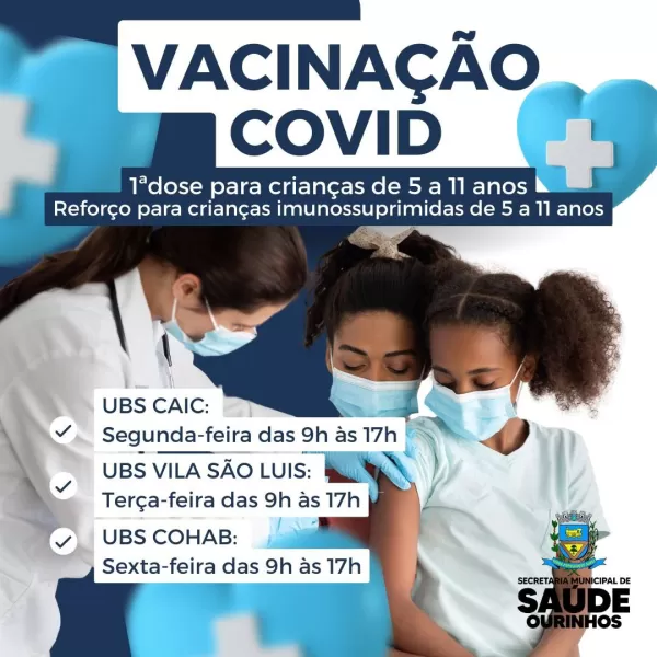 Prefeitura de Ourinhos divulga vacinação contra a Covid-19 para crianças