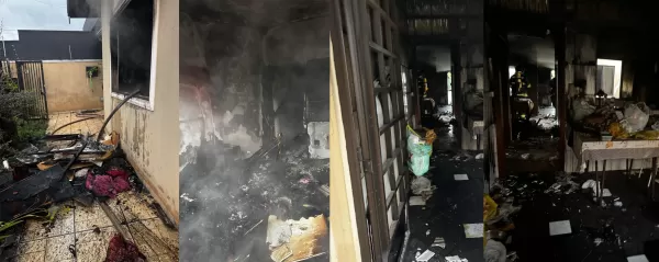 Incêndio destrói interior de residência em Ourinhos; gato morre e cachorro é resgatado pelos bombeiros