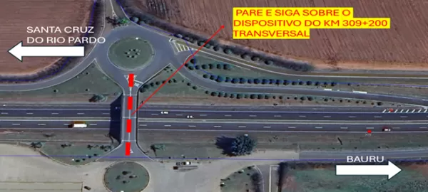 Trânsito terá restrição de “Pare e Siga” em dispositivo do km 309+200 da SP-225, a partir desta quarta-feira, 28