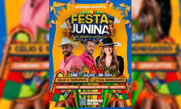 Ribeirão do Sul realiza Festa Junina neste sábado com entrada gratuita e atrações para toda a família