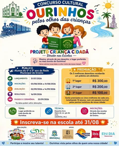 Prefeitura de Ourinhos anuncia concurso cultural para crianças retratarem a cidade por meio de desenhos