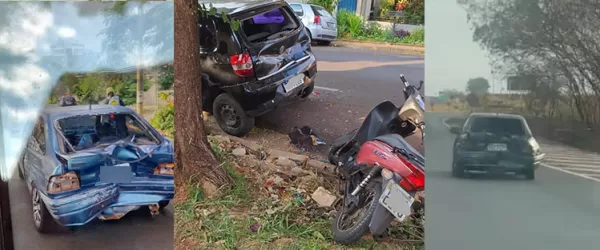 Carro desgovernado causa acidente em série e motorista foge em Santa Cruz do Rio Pardo