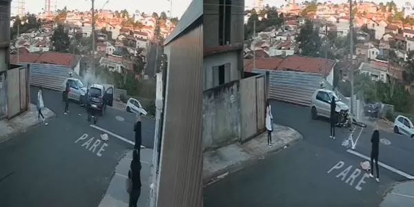 VÍDEO: motorista e passageiras saem de carro após colisão e veículo, sem freio, cai em barranco