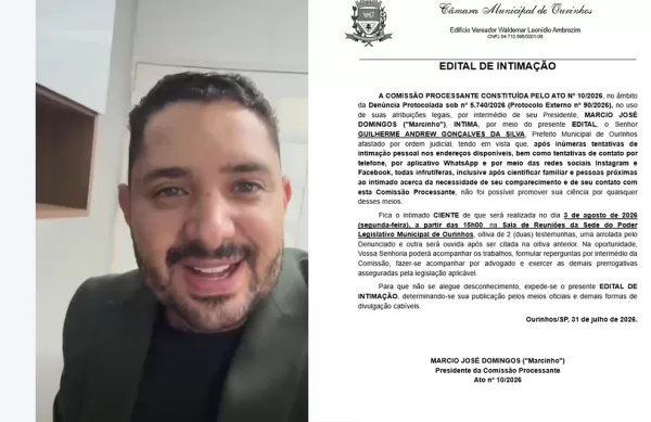 Comissão Processante publica edital de intimação do prefeito afastado Guilherme Gonçalves após tentativas de localização