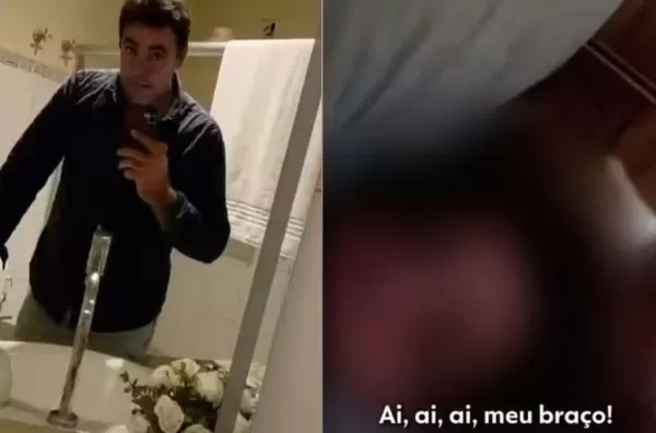Vídeo mostra vereador de Marília imobilizando companheira no chão e pressionando pescoço dela com as pernas; Câmara apura o caso