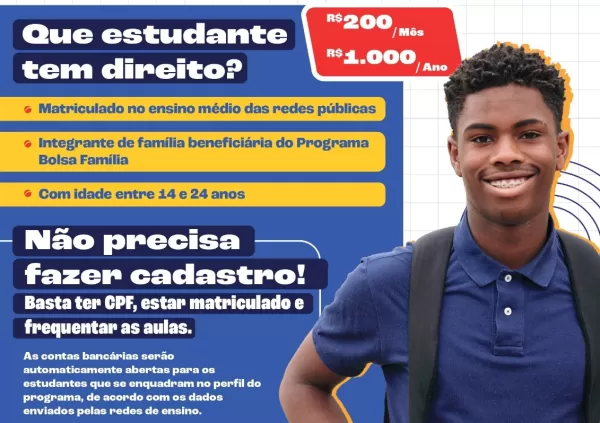 Pé-de-Meia: programa para estudantes no ensino médio com auxílio financeiro depende do Cadastro Único atualizado