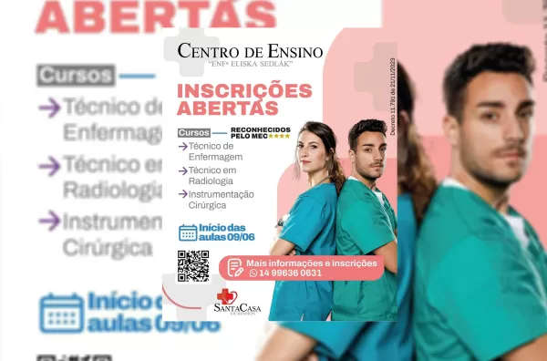Centro de Ensino da Santa Casa de Ourinhos abre inscrições para cursos técnicos na área da saúde