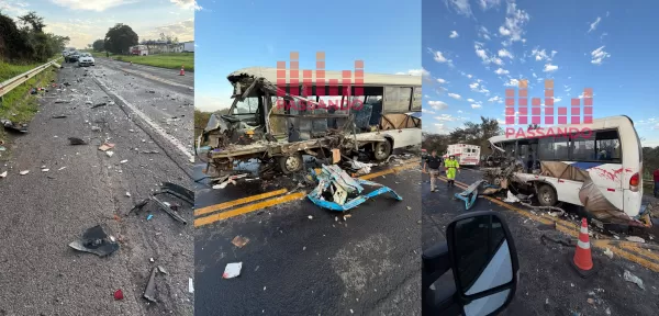 Gravíssimo acidente entre caminhão e ônibus interdita totalmente a BR-153 em Guaimbê