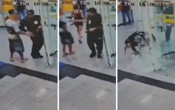 Vídeo mostra momento em que adolescente pega arma e atira em segurança dentro de banco na região 